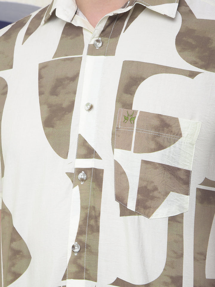 Geo Blocks Olive Printed Shirt
