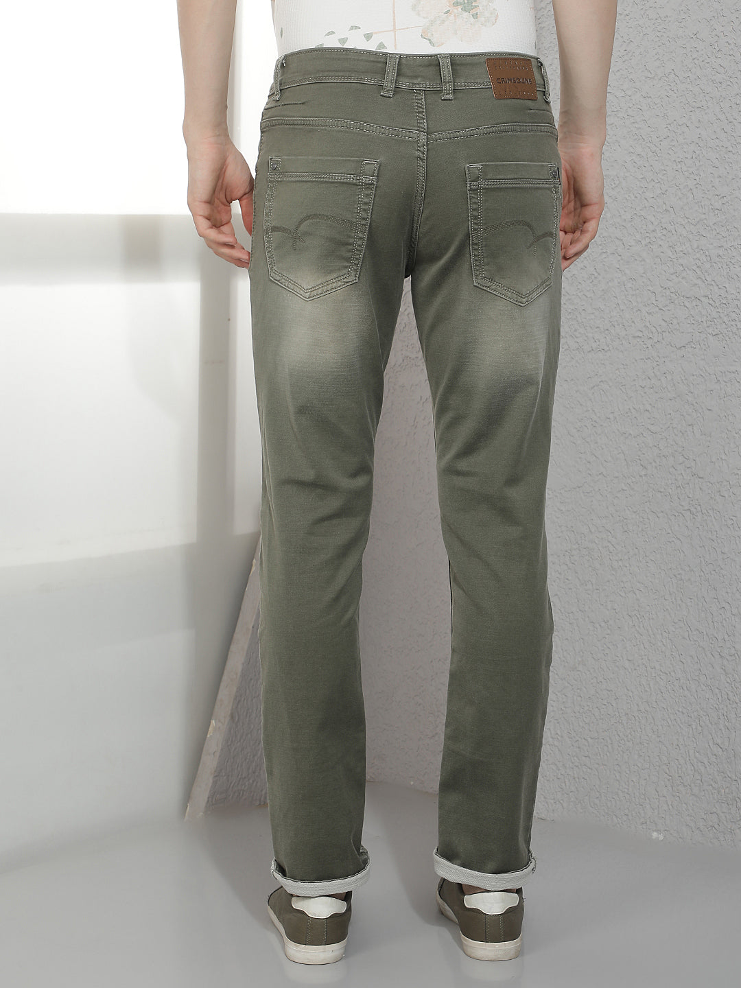 Modern Olive Faded Washed Jeans