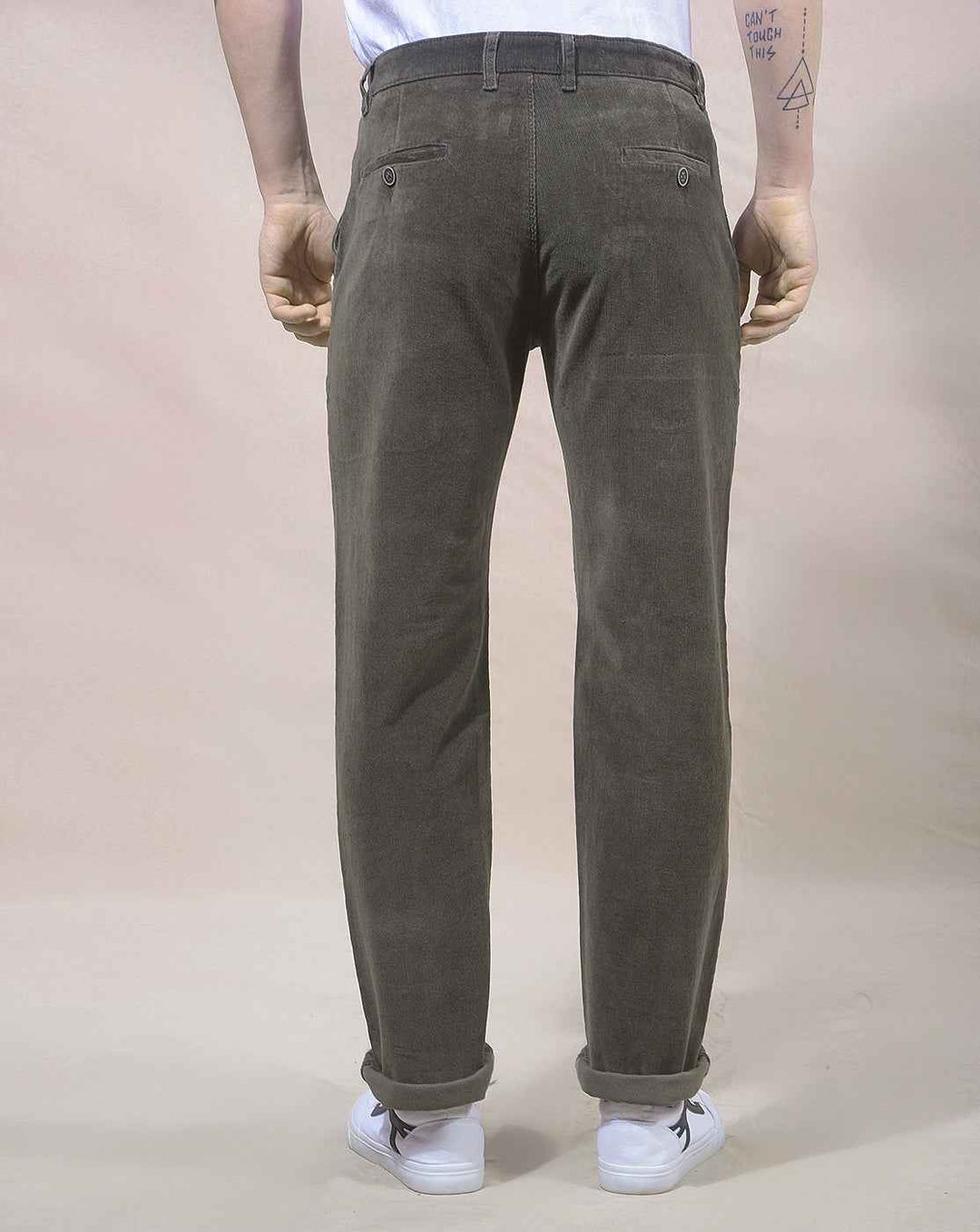 Olive Straight Corduroy Trousers