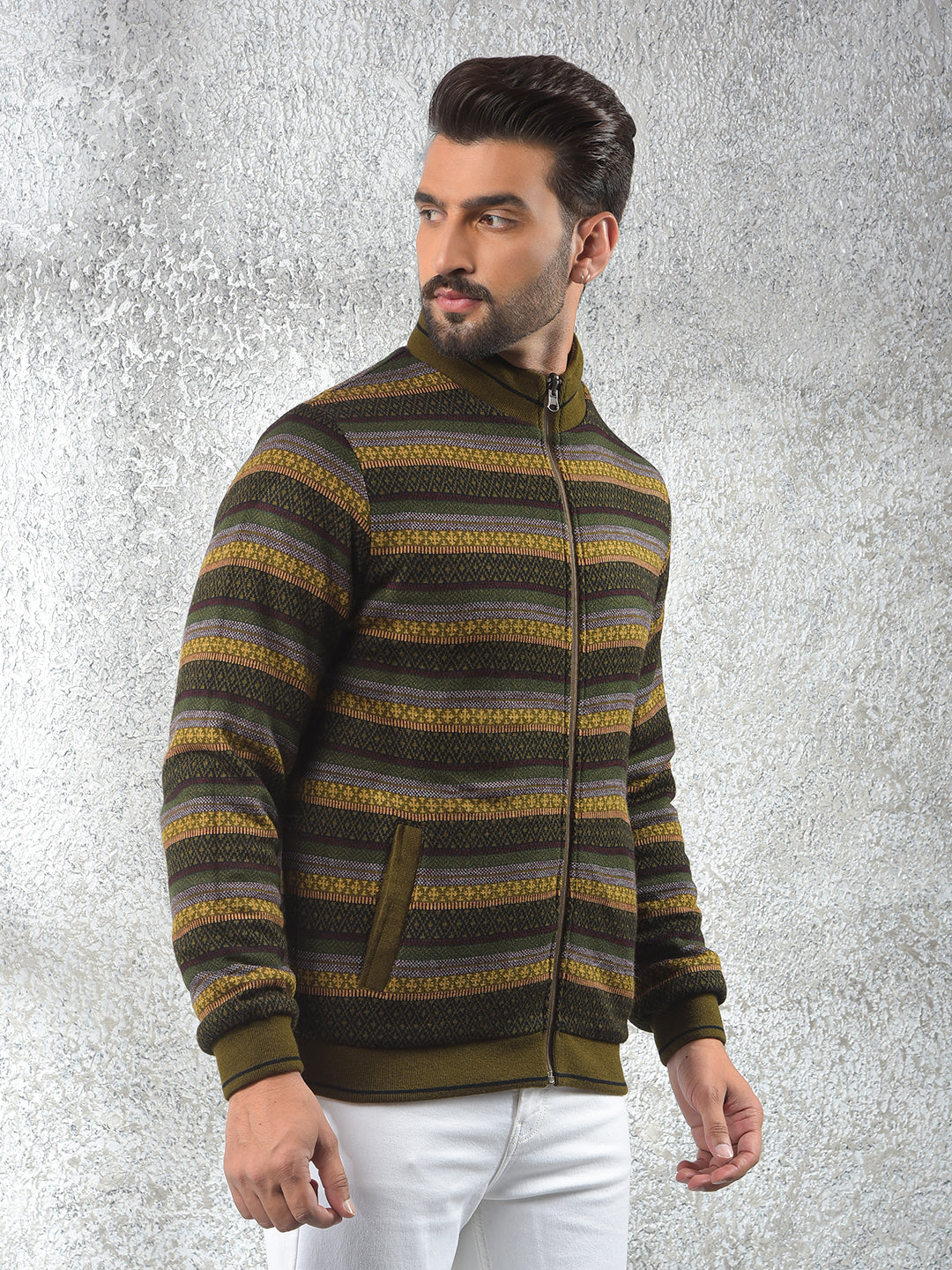 Green Jacquard Reversible Jacket