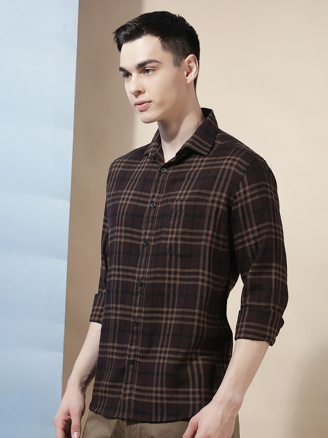 Essential Warm Brown Checked Shirt