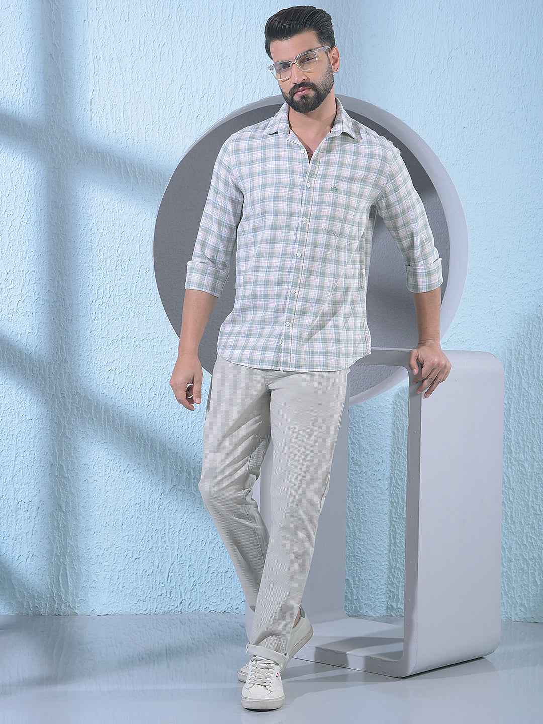 Green Checked 100% Cotton Shirt