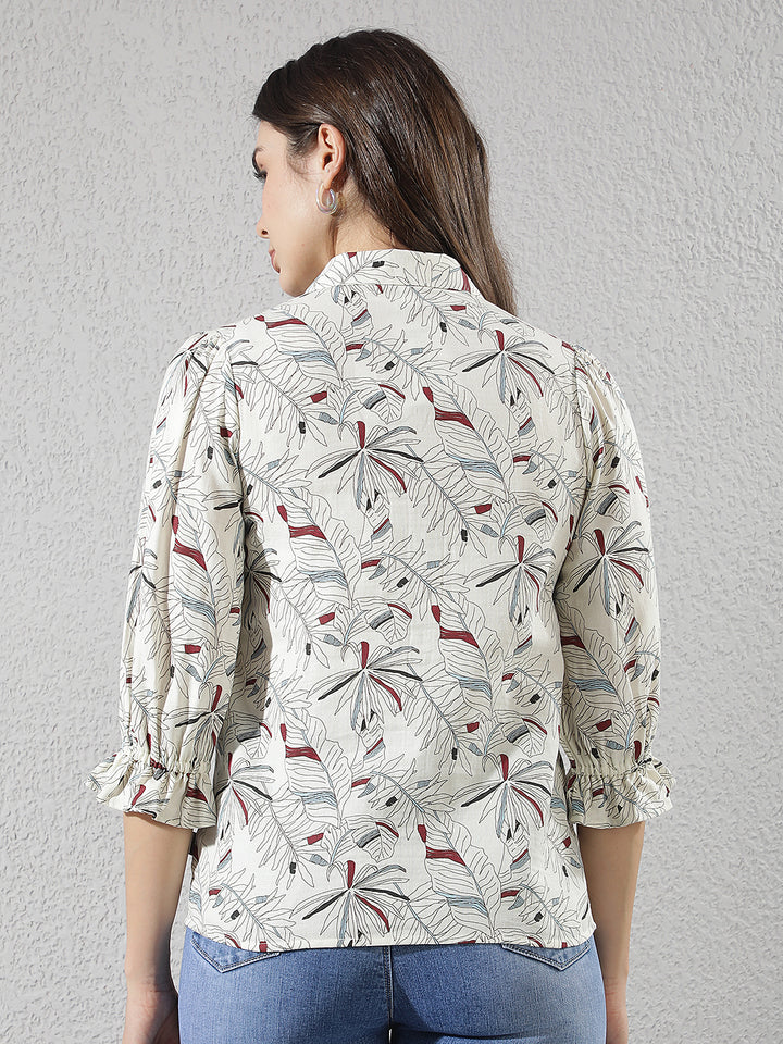 Blue Floral Print 100% Cotton Shirt