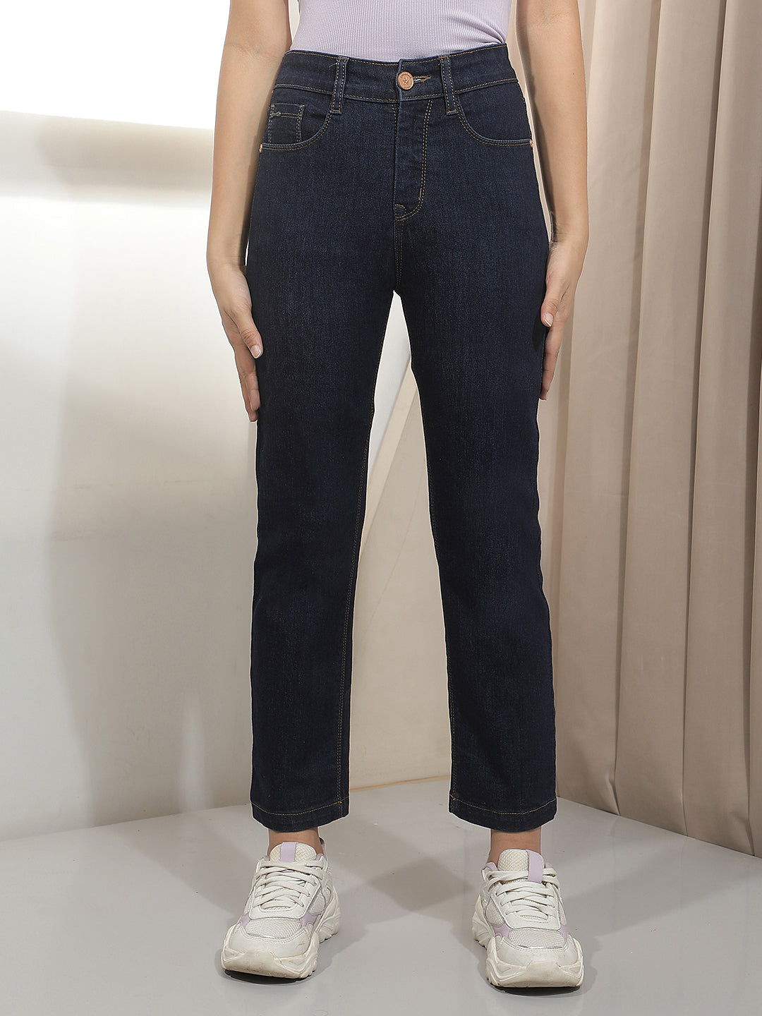 Navy Blue Straight Jeans