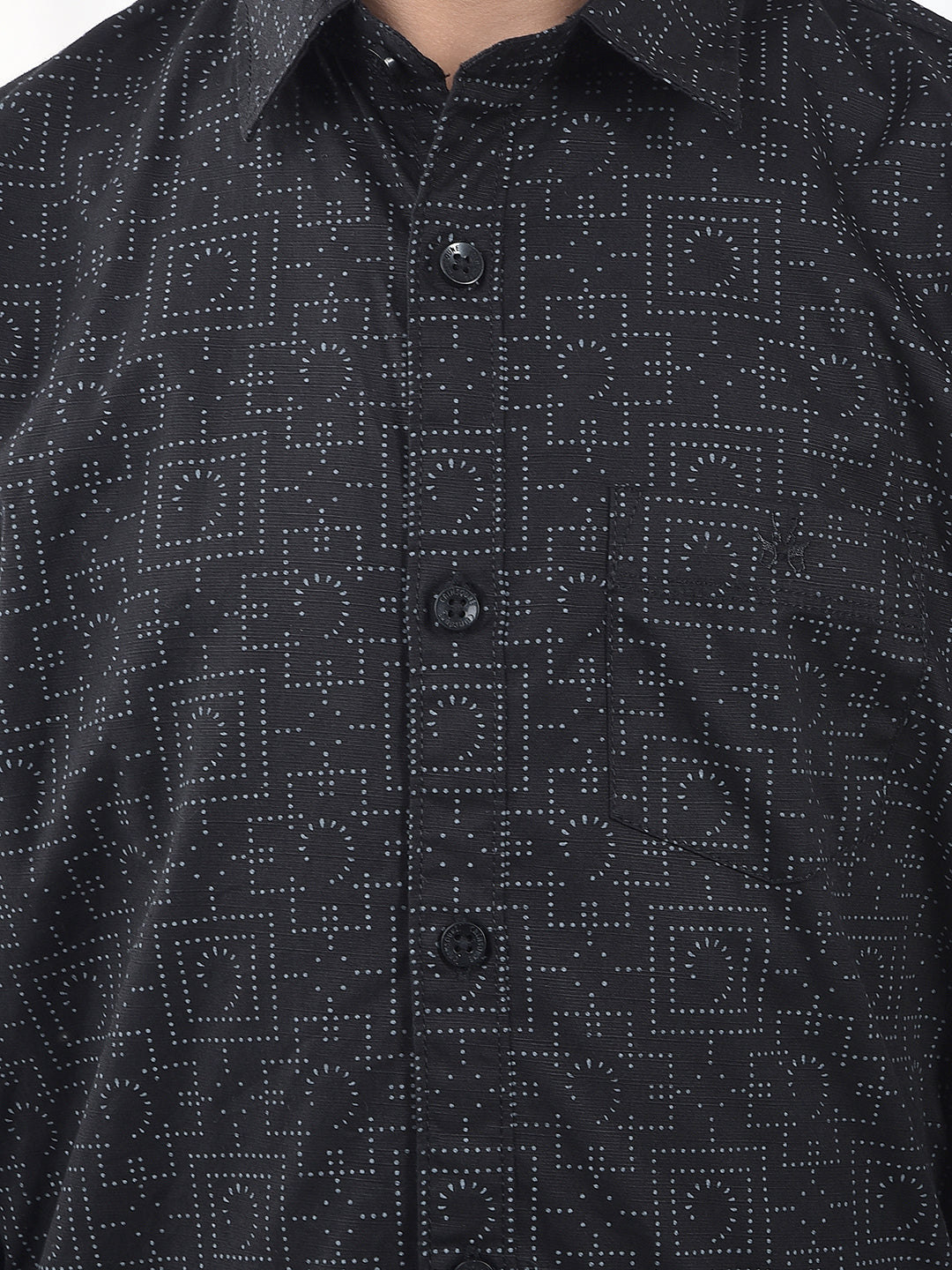 Black Geometric Print Shirt