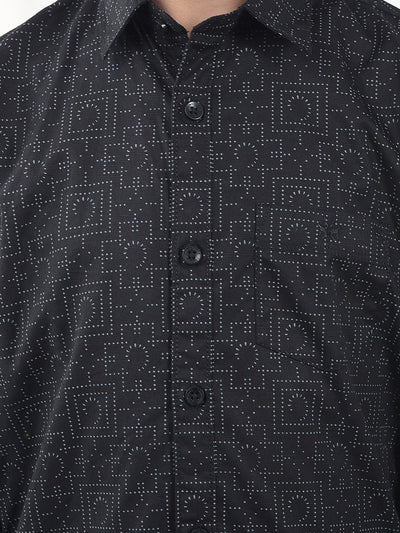 Black Geometric Print Shirt