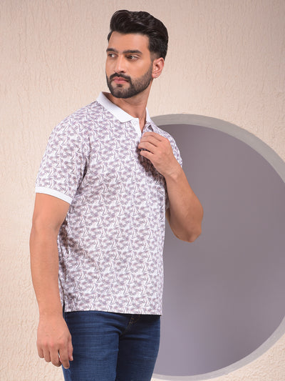 Wine Printed Polo Neck T-Shirt