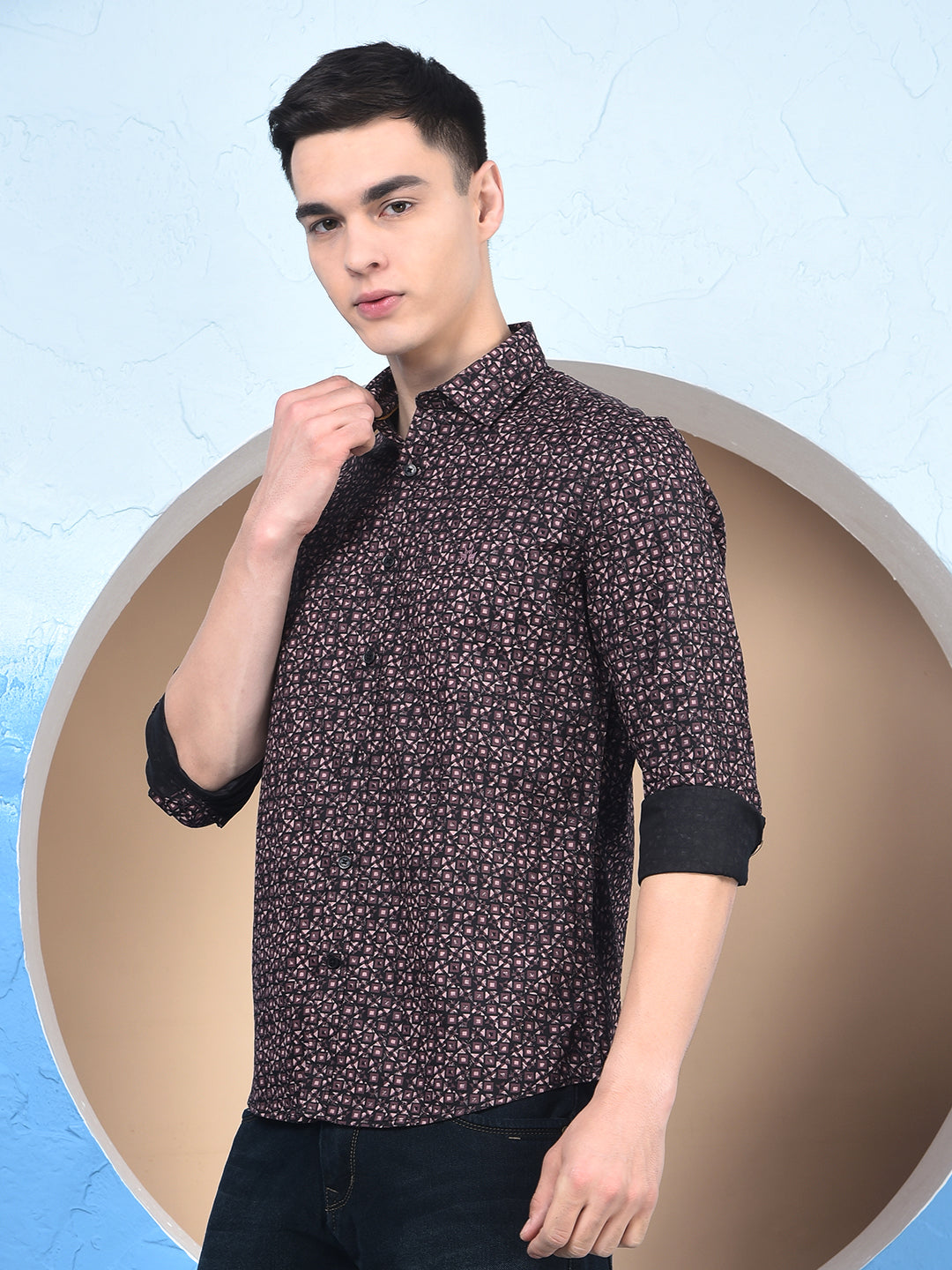 Purple Abstract Print 100% Cotton Shirt