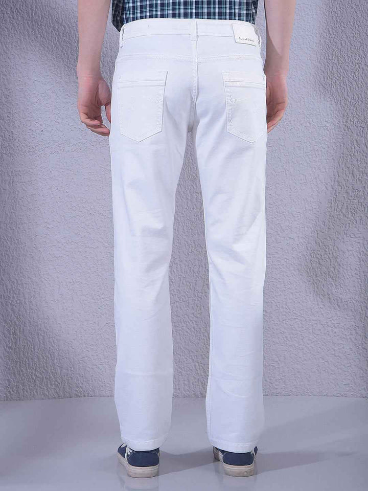 Pure White Straight Crisp Jeans