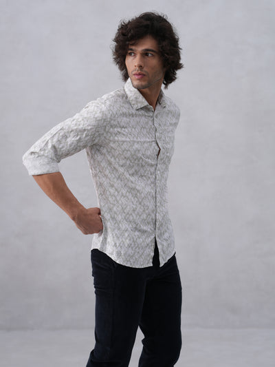 Green Printed Linen Shirt