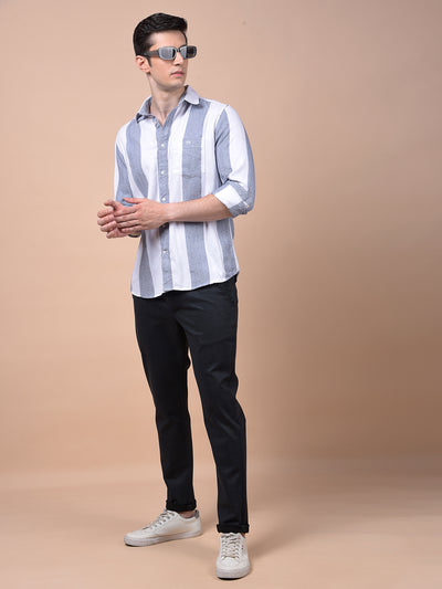 Streamlined Black Textured Trousers
