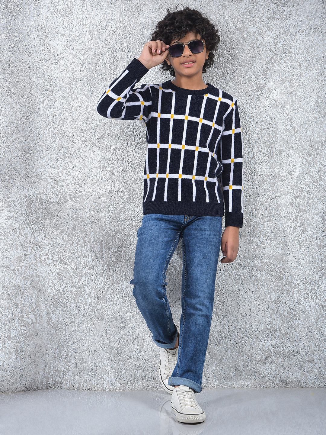 Bold Signal Black Checked Sweater