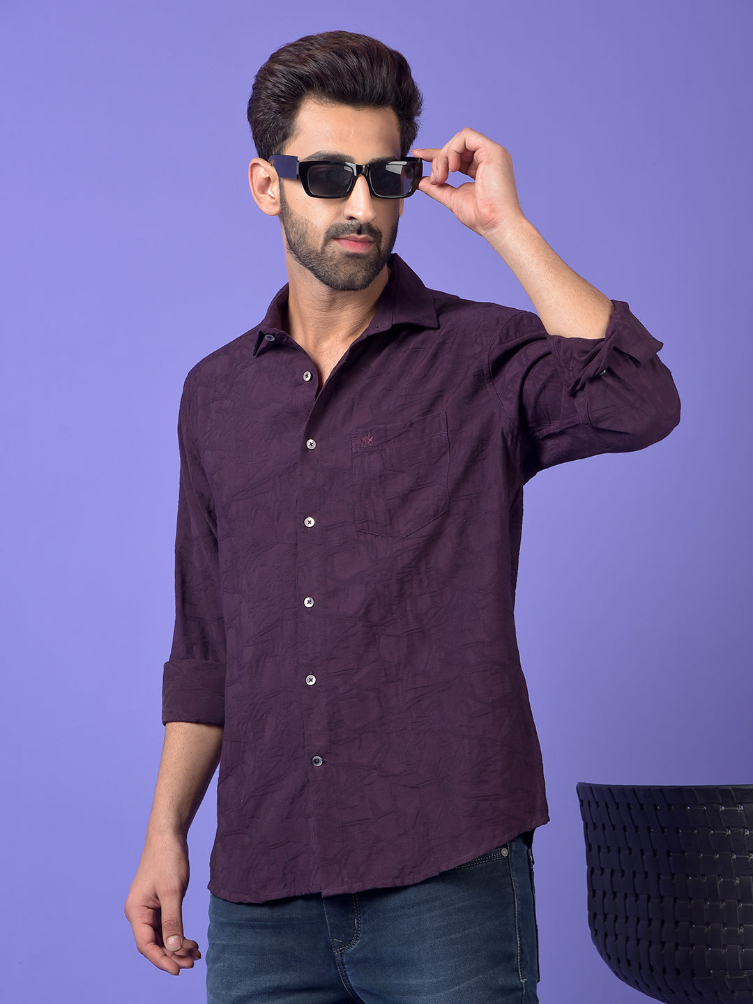 Wine Jacquard Shirt