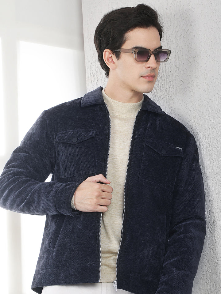 Navy Blue Cotton Shacket