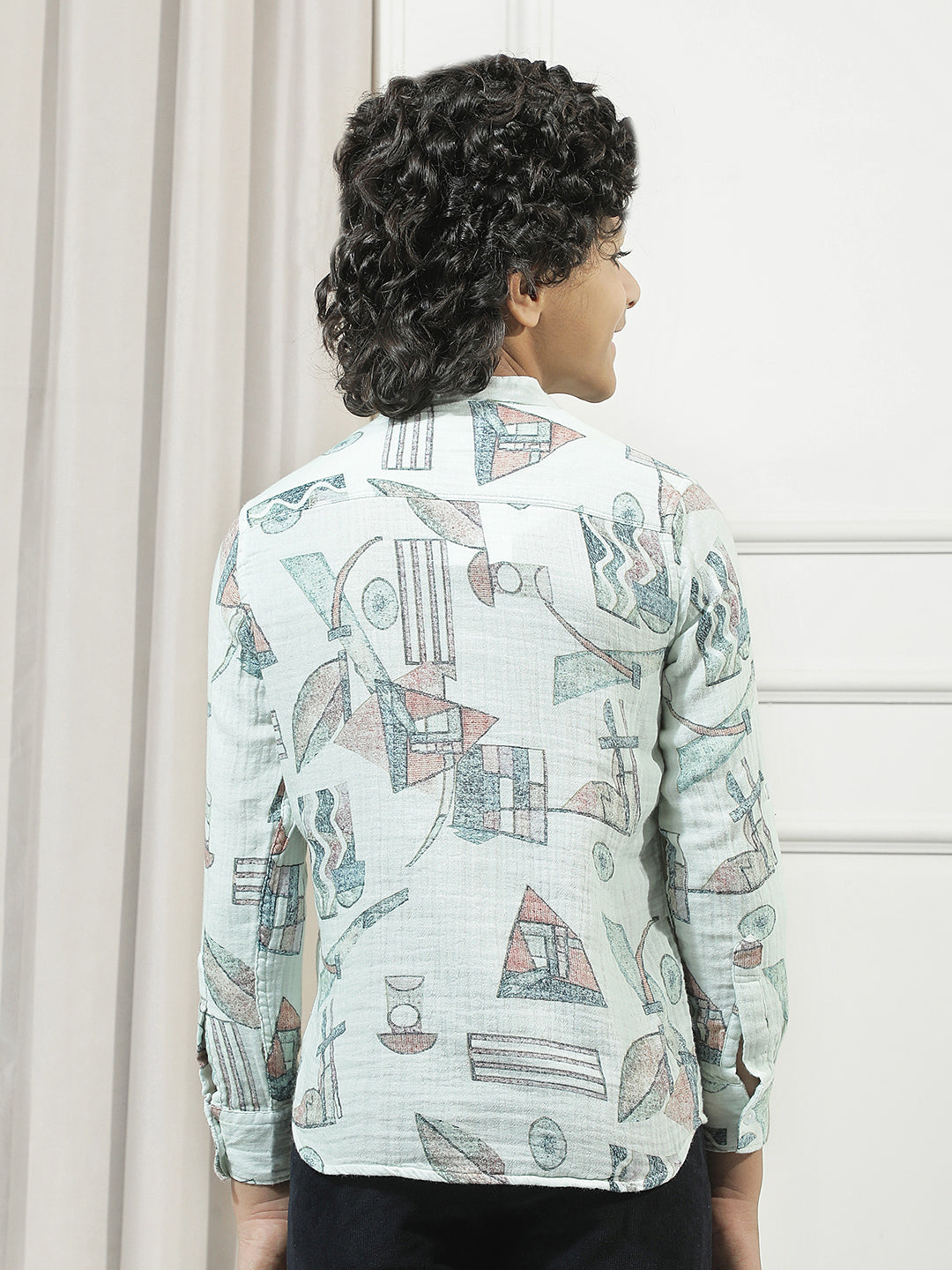 Multicolor 100% Cotton Graphic Print Mandarin Neck Kurta