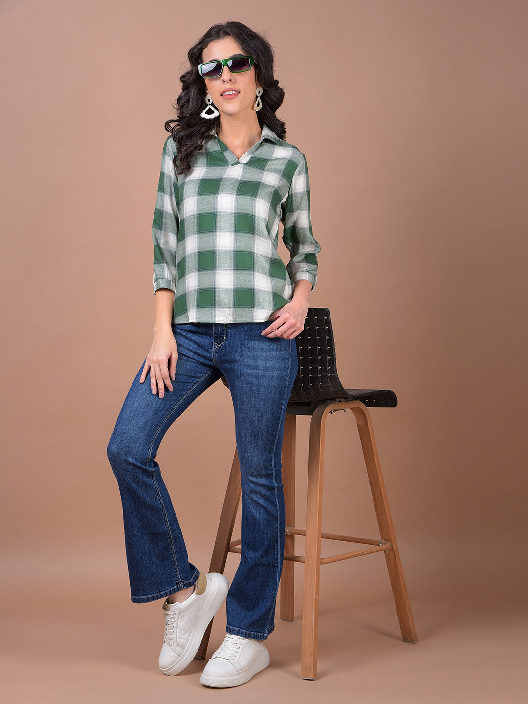 Green Checked Top
