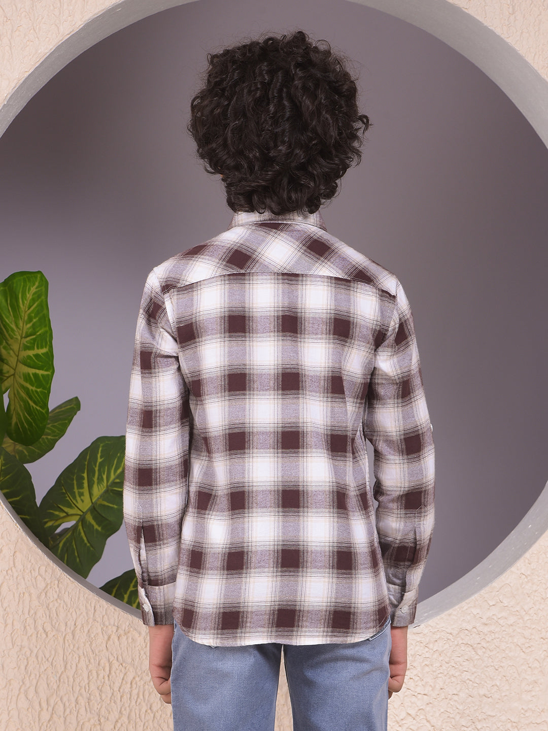 Brown Checked 100% Cotton Shirt