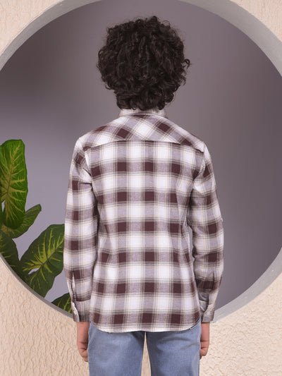Brown Checked 100% Cotton Shirt