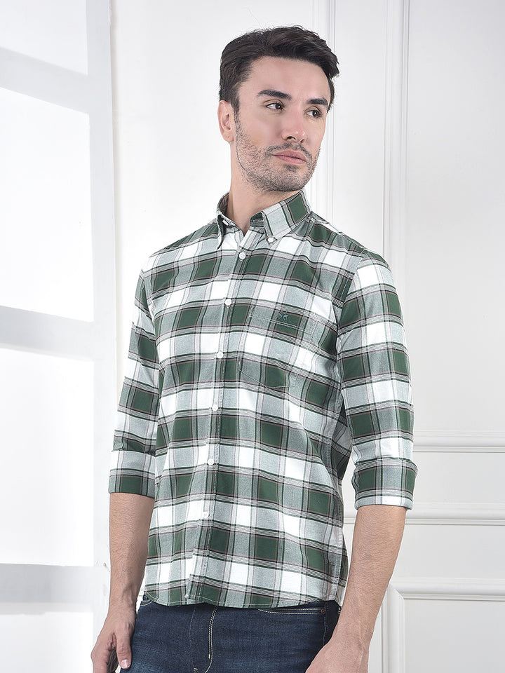Green Checked 100% Cotton Shirt