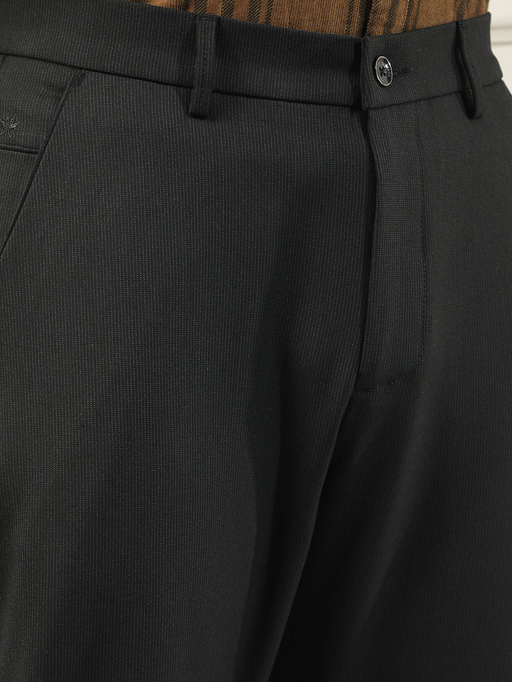 Black Textured Knitted Trousers