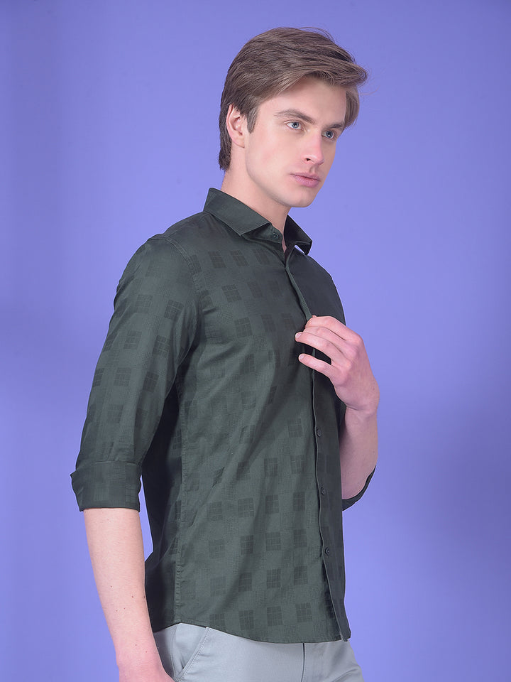 Green Jacquard 100% Cotton Shirt