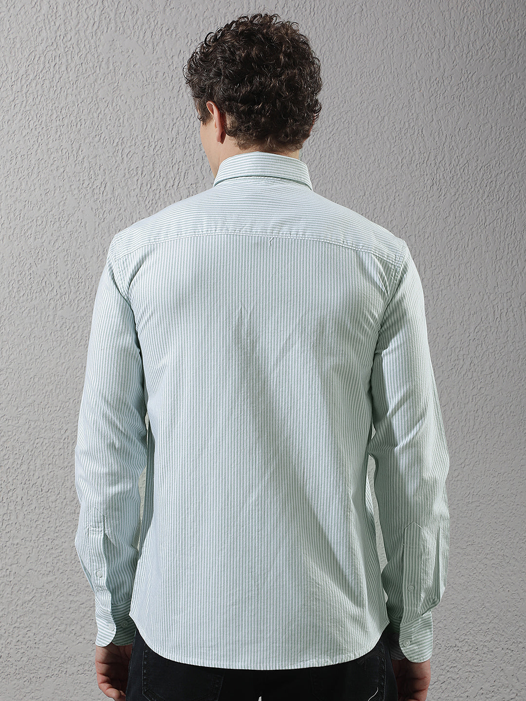 Green 100% Cotton Verical Stripes Shirt