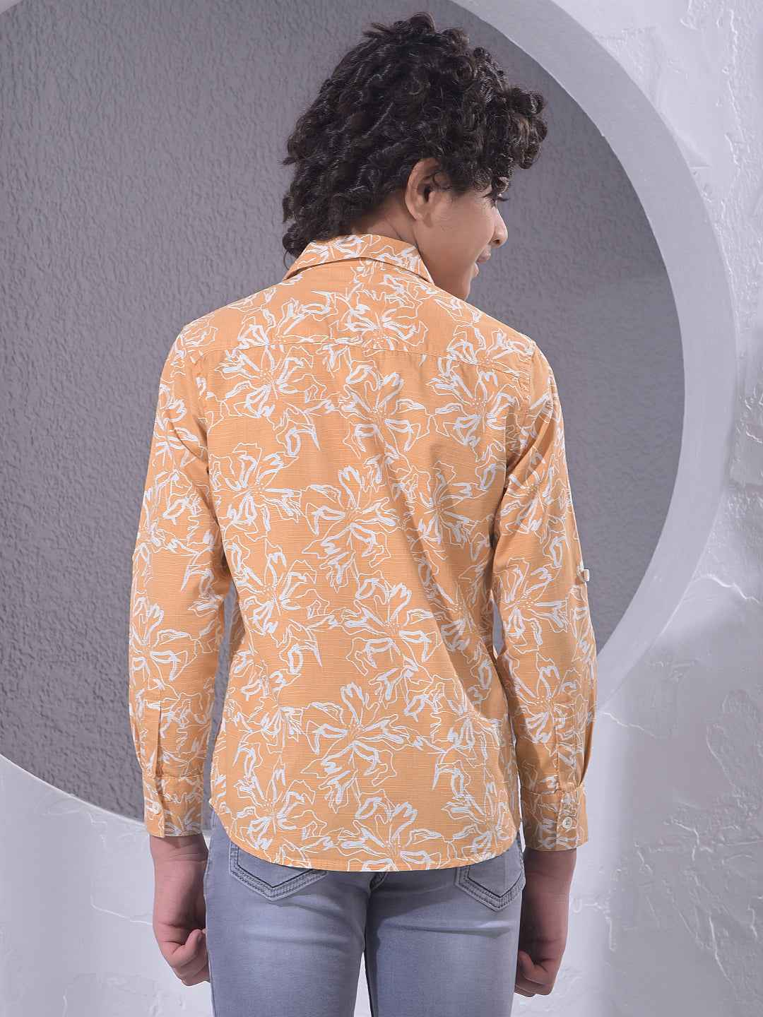 Orange Floral Print Shirt