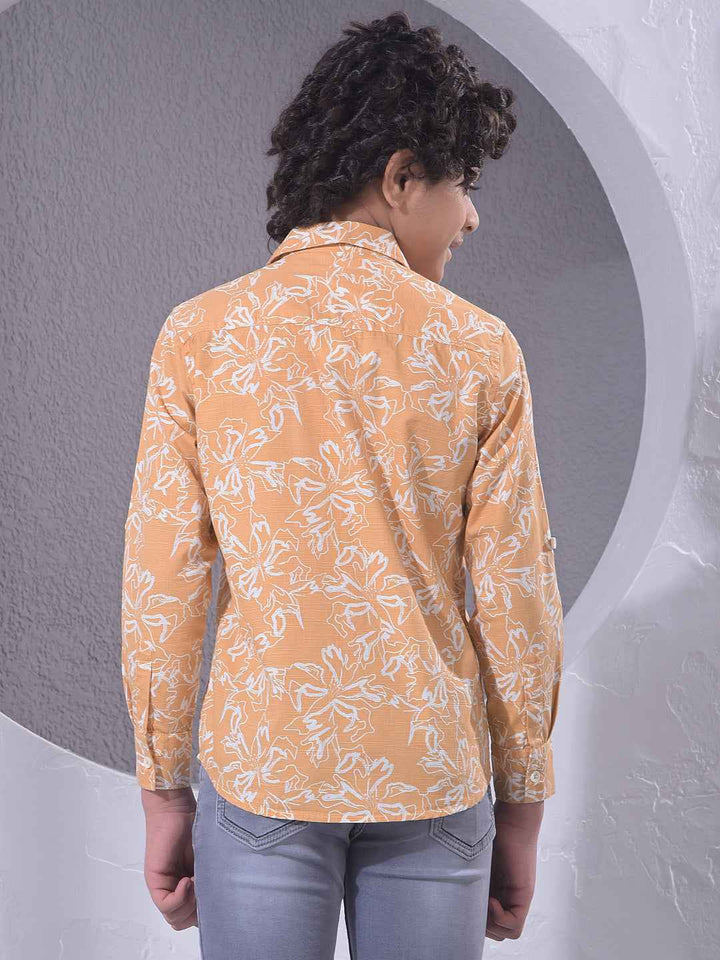 Orange Floral Print Shirt