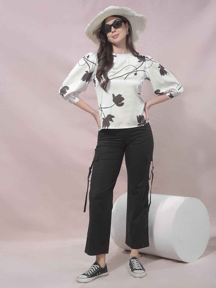 PurePetals White Floral Top
