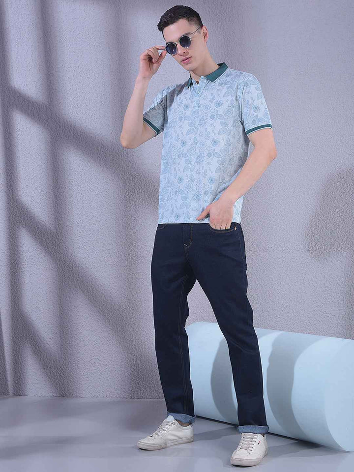 Blue Floral Print T-Shirt