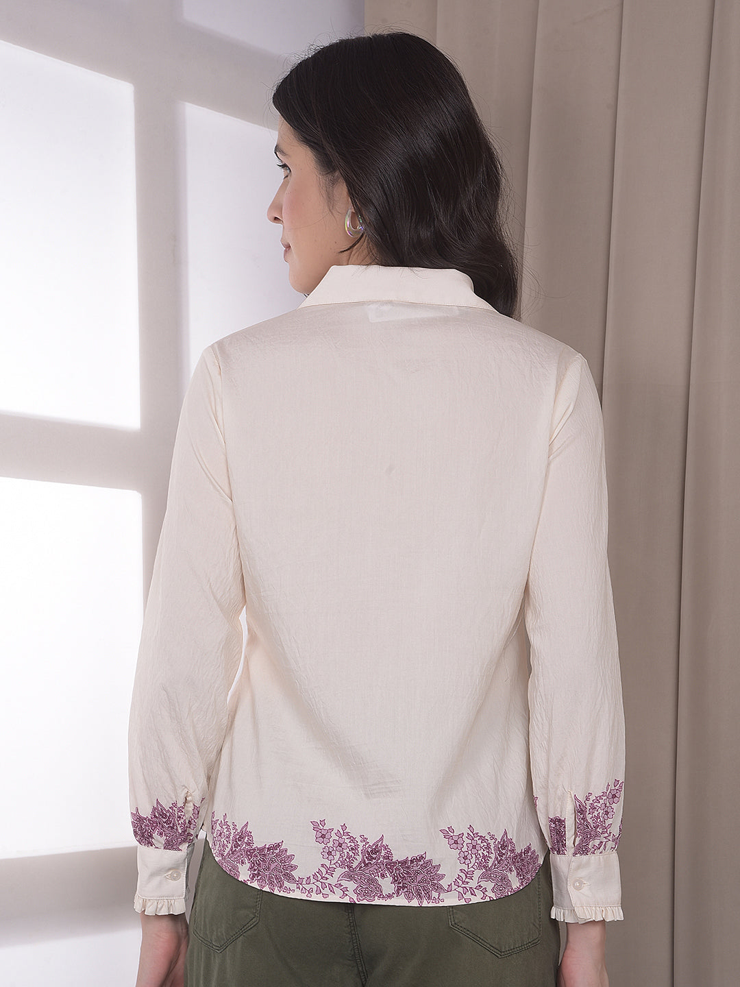 Elegant Purple Embroidered Shirt