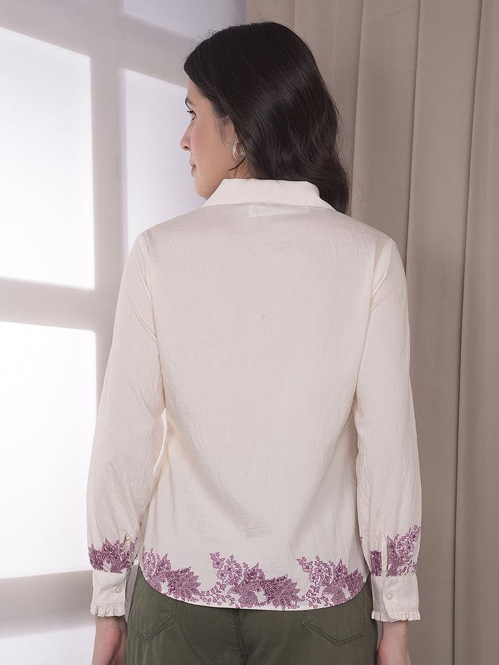 Elegant Purple Embroidered Shirt