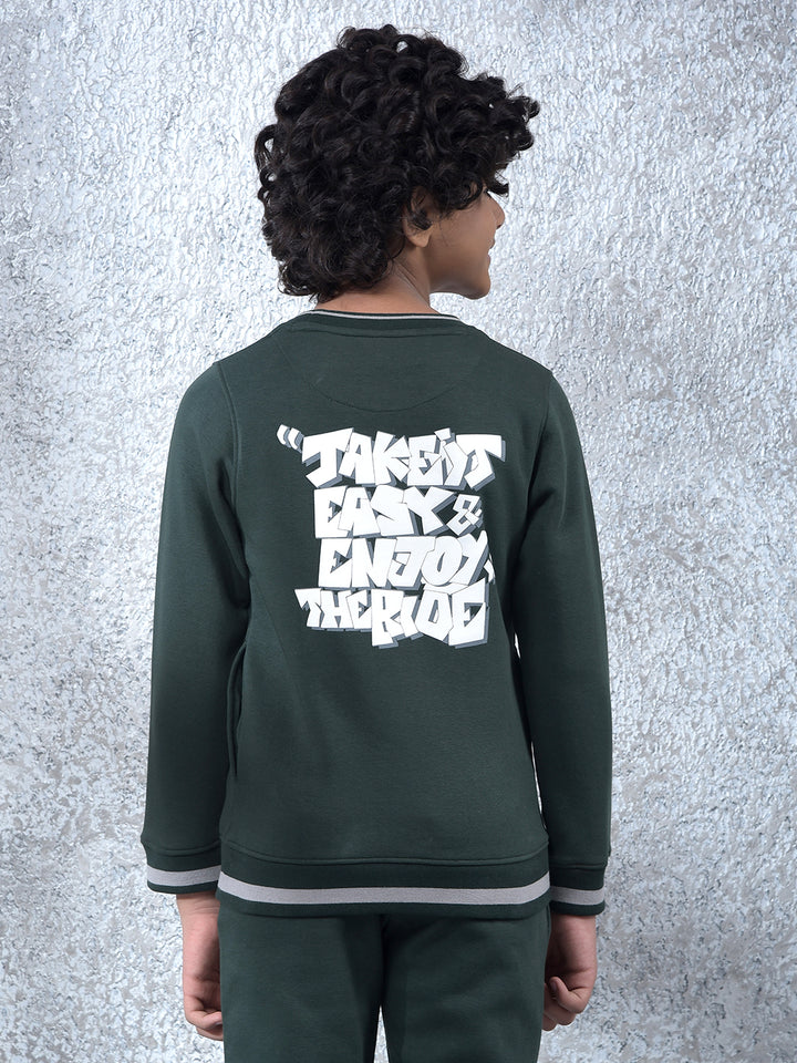 Green Typographic Print Sweatshirt