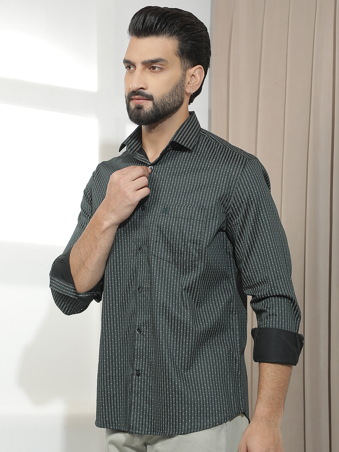 Green Geometric Print Shirt