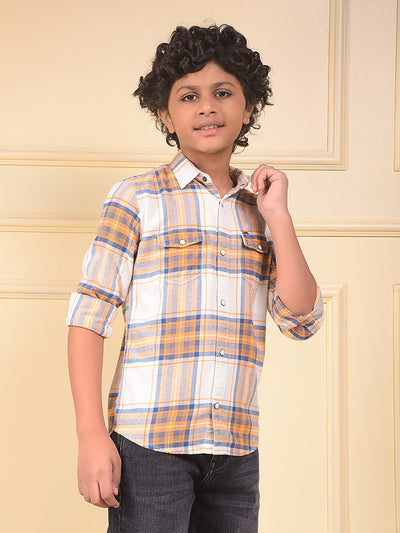 Peach Checked 100% Cotton Shirt