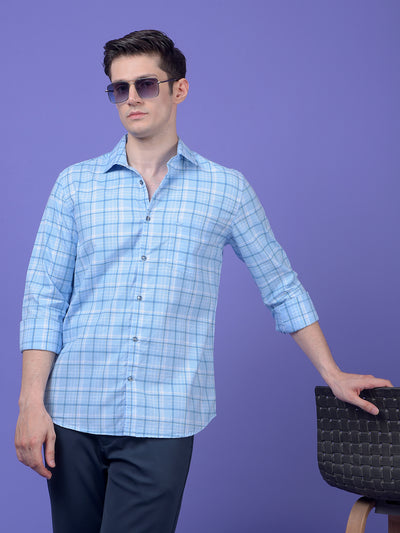 Blue Checked 100% Cotton Shirt