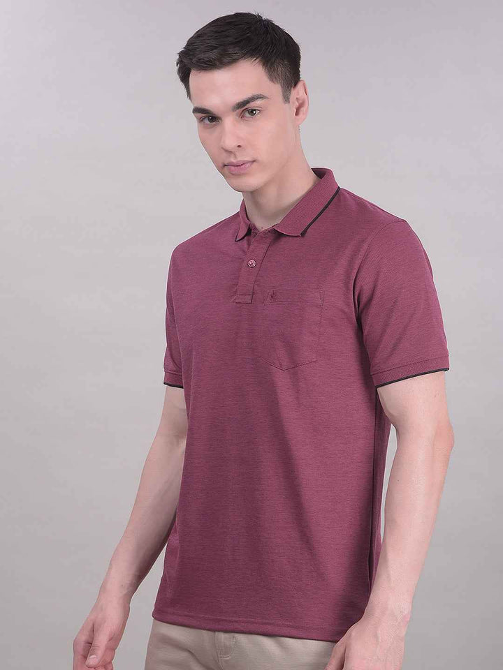 Wine Polo Neck T-Shirt