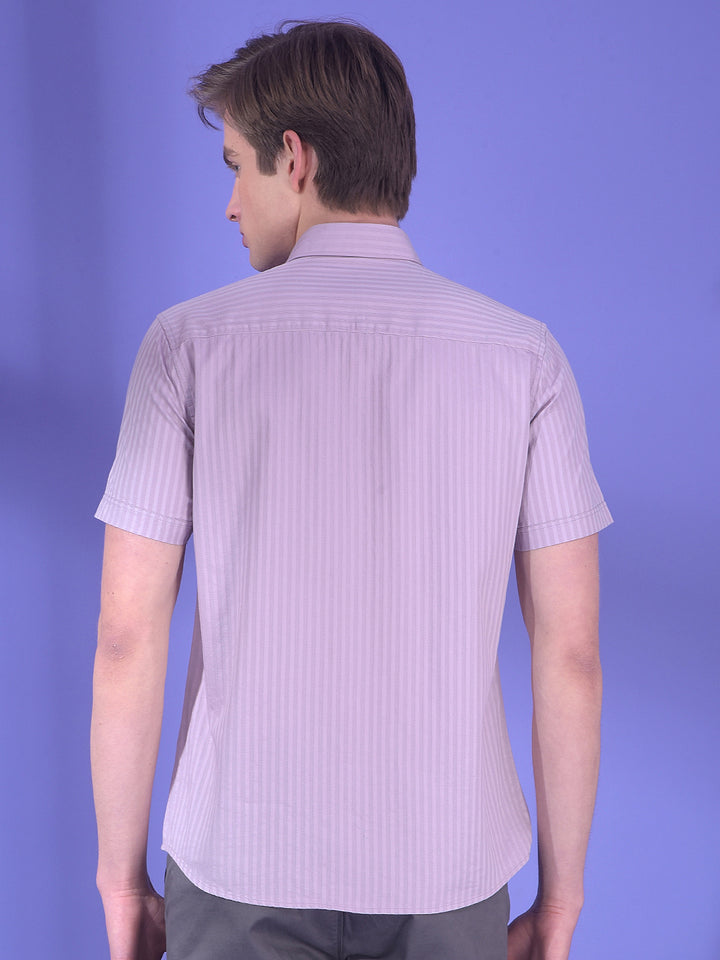 Purple Vertical Stripes 100% Cotton Shirt