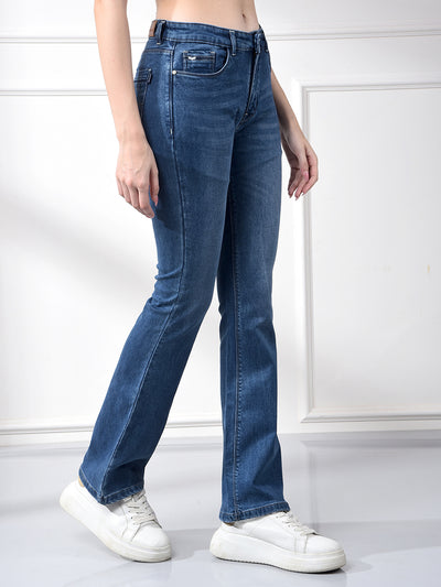 Blue Bootcut Jeans-Women Jeans-Crimsoune Club
