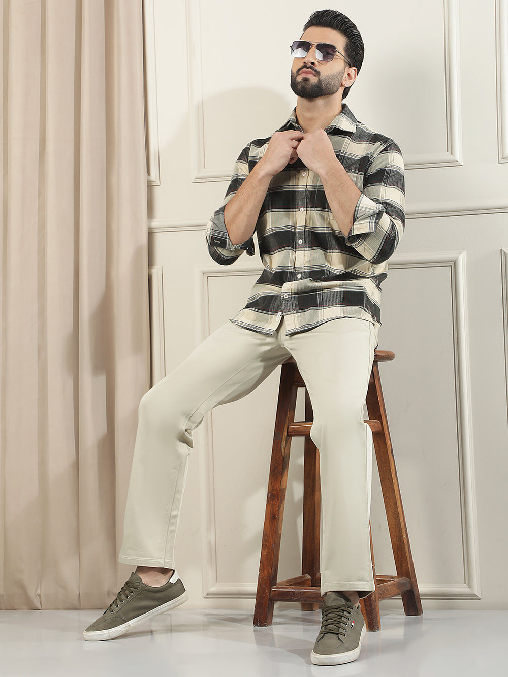 Green Checked Corduroy Shirt