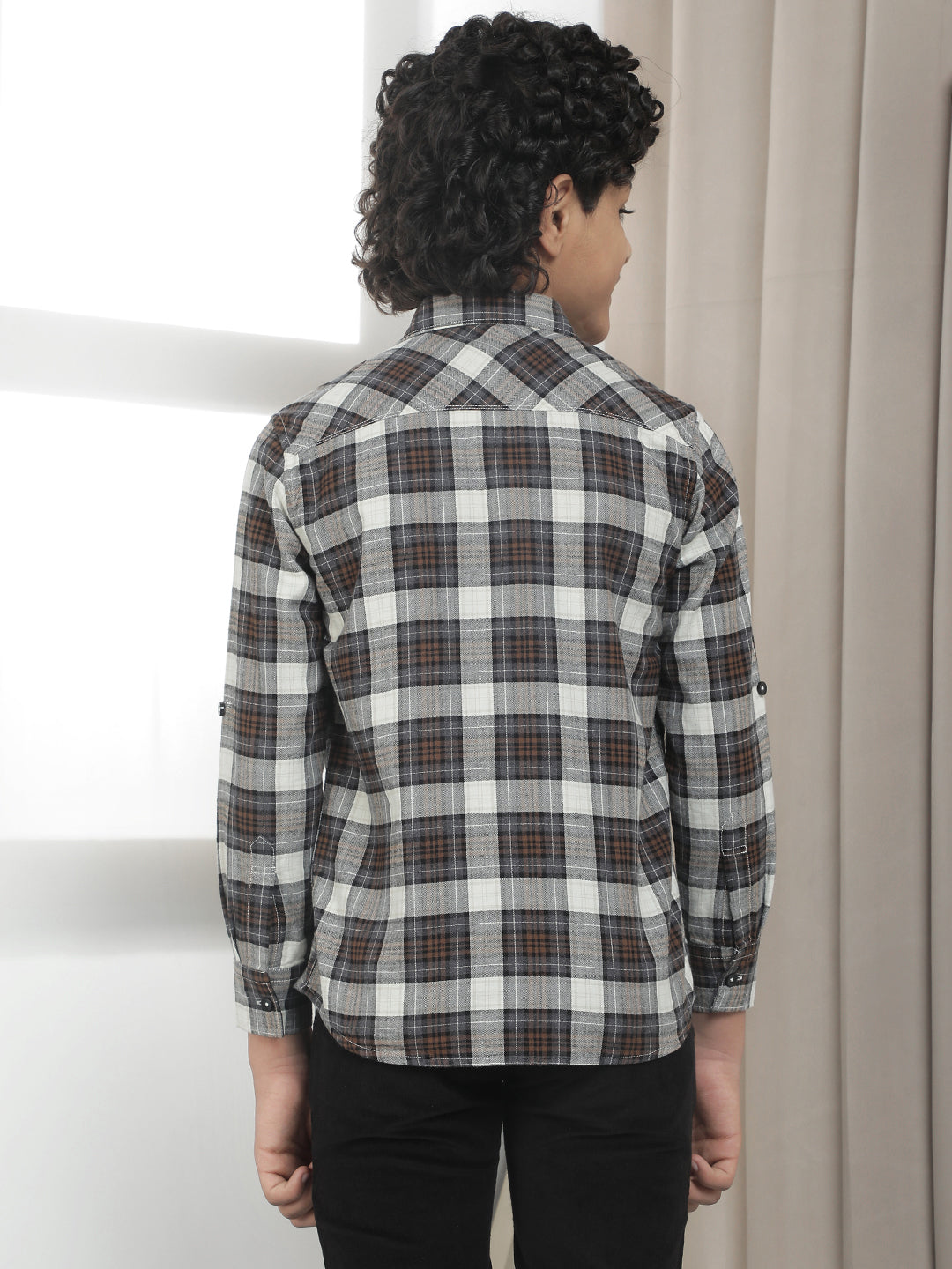 Grey Checked 100% Cotton Shirt
