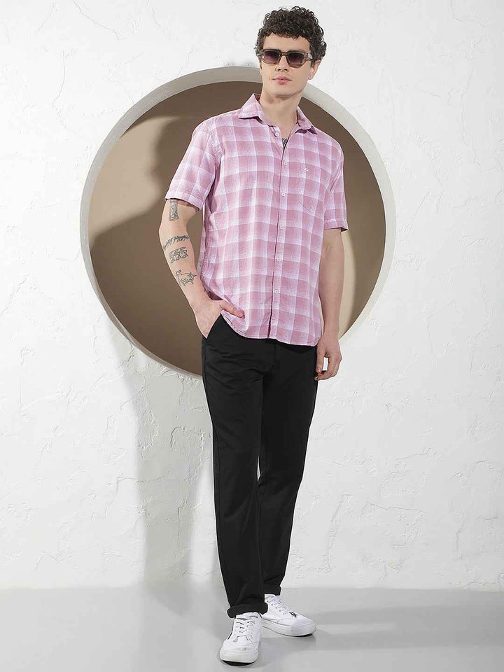 Pink Checked 100% Cotton Shirt