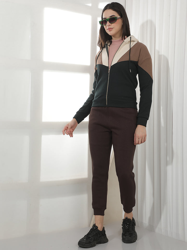 Color-Blocked Hooded Neck Sweatshirt
