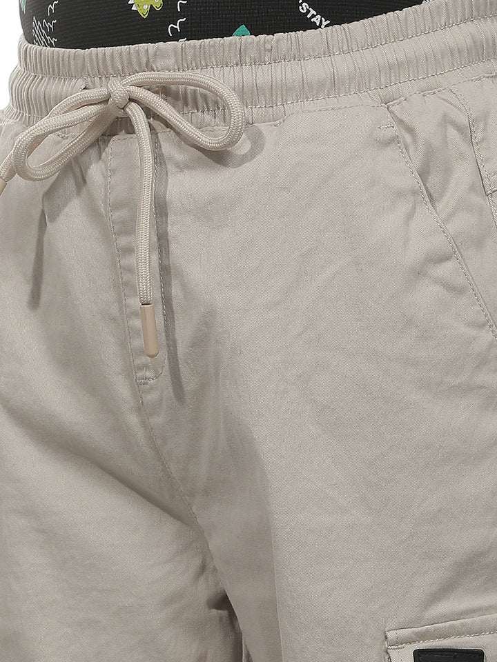 Sleek Oatmeal Beige Cargo Trackpants
