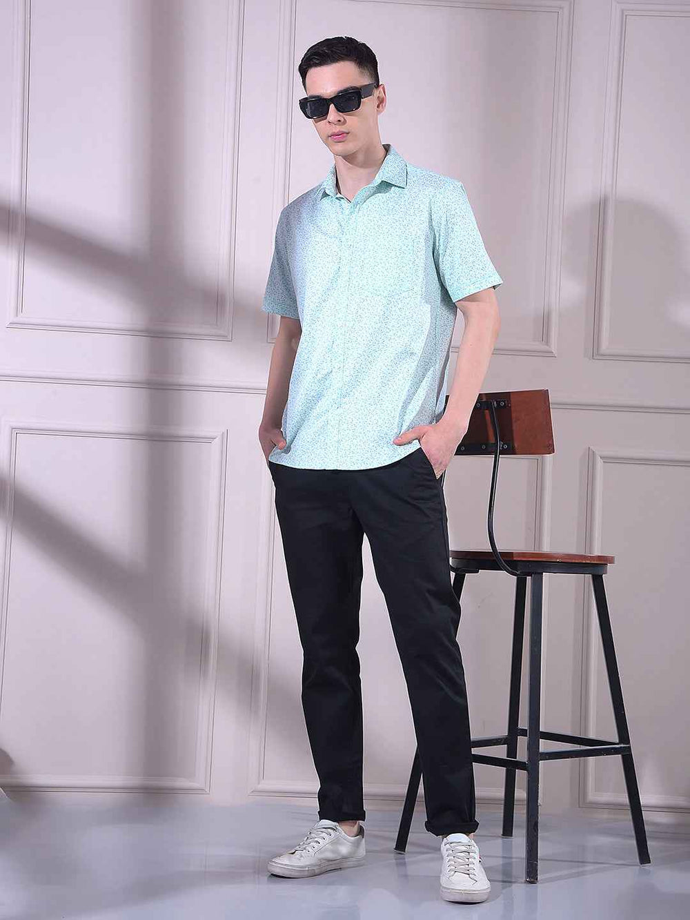 Green Botanical Print Shirt