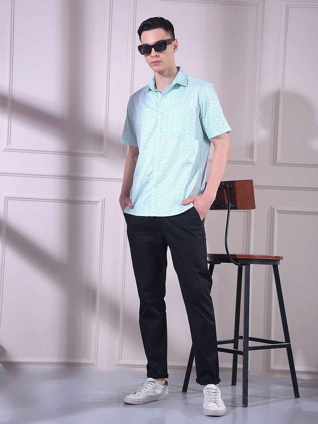 Green Botanical Print Shirt
