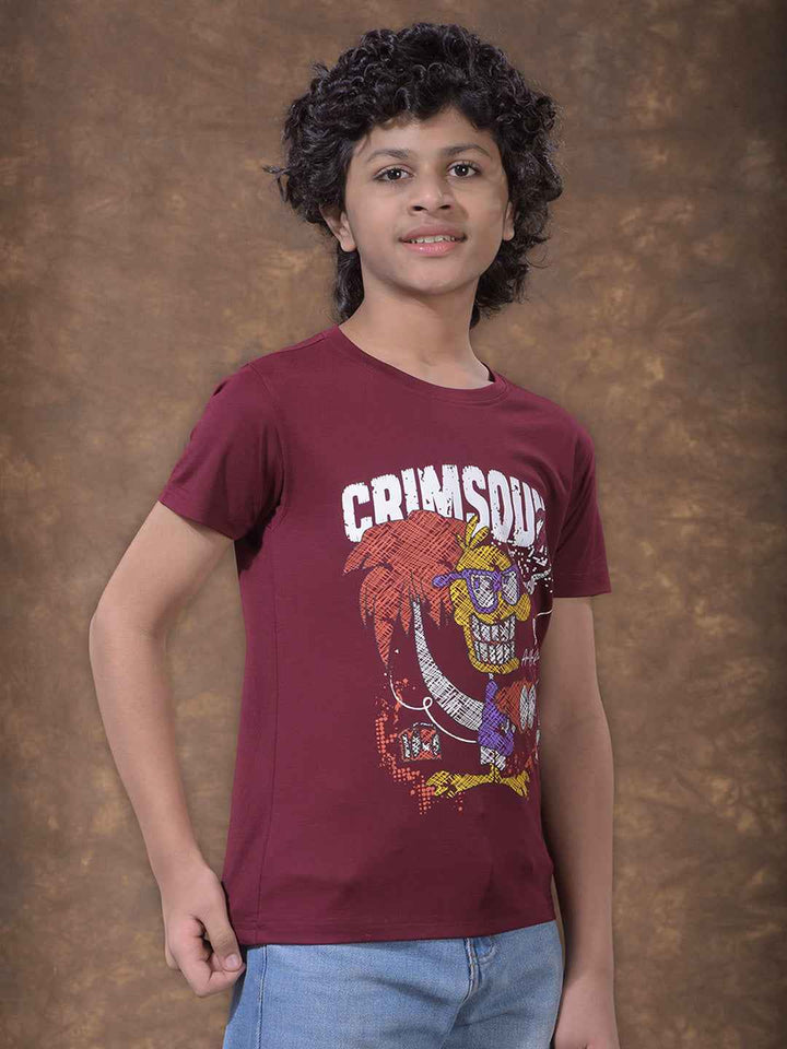 Maroon Graphic Print T-Shirt