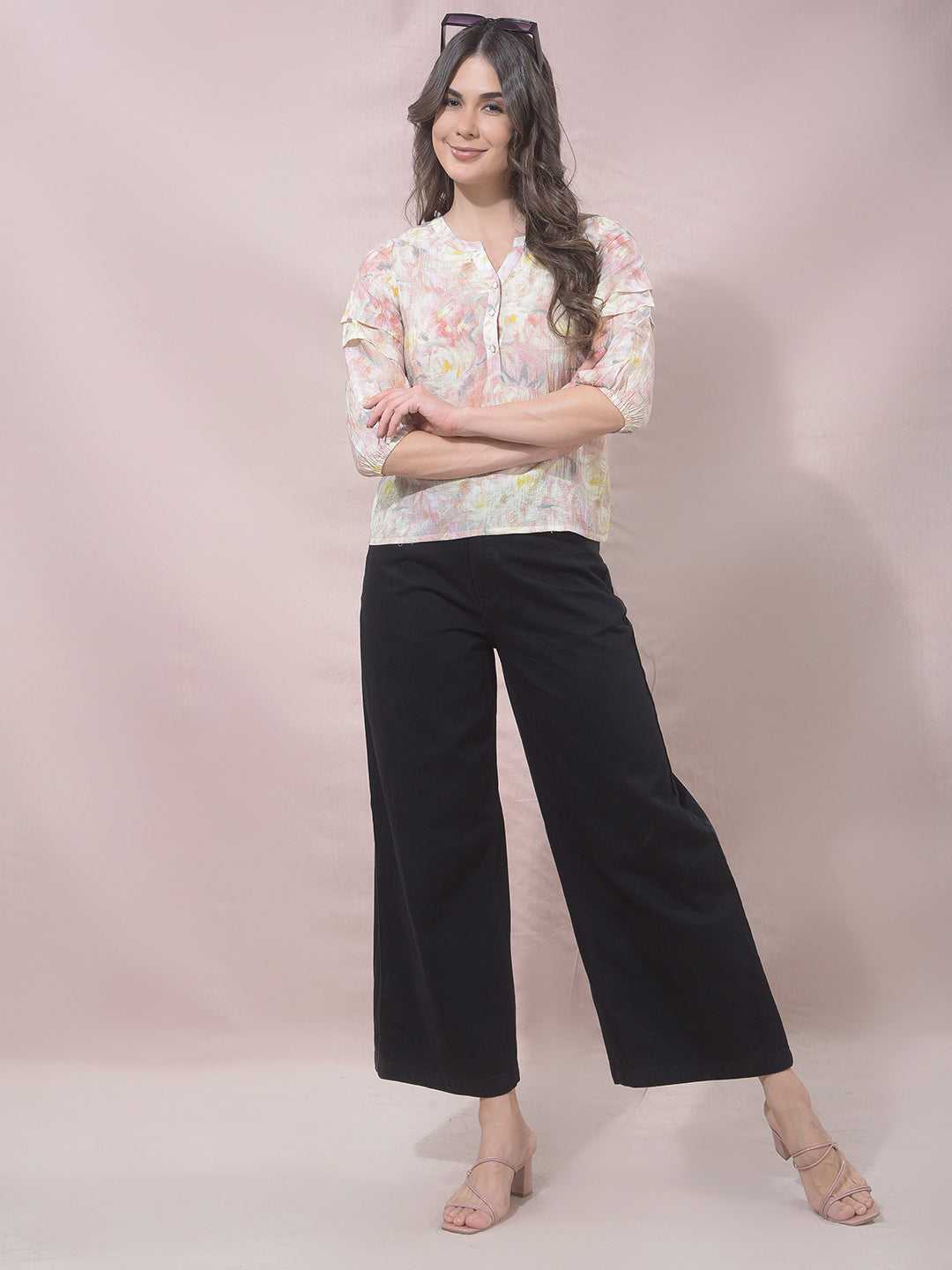 Multicolor Floral Print V-Neck Top