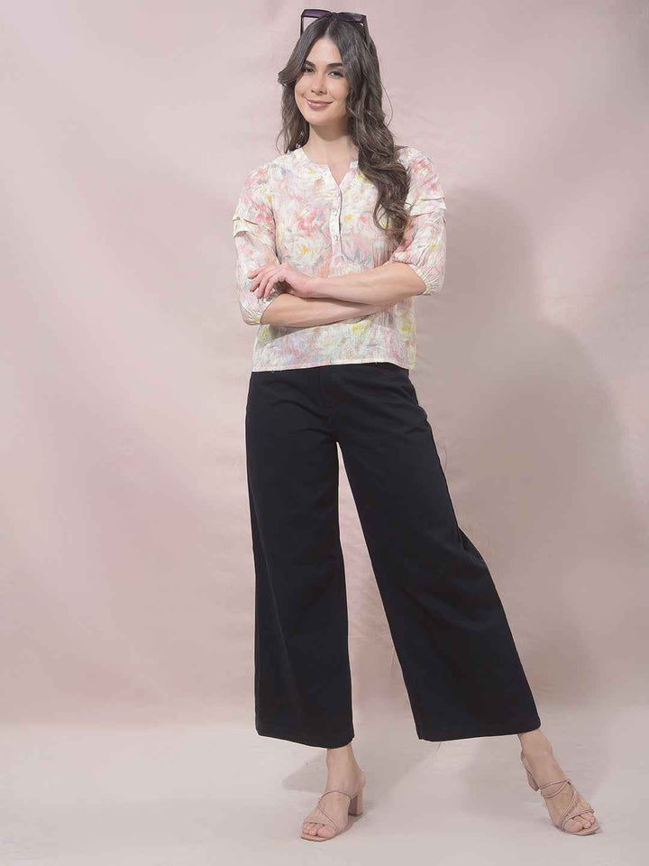 Multicolor Floral Print V-Neck Top