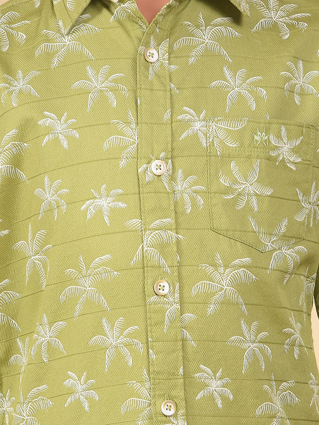 Green Floral Print 100% Cotton Shirt